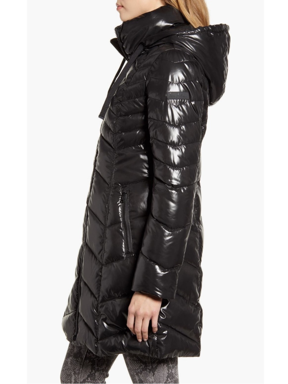 Sam Edelman Long Hooded Puffer Coat Removable Hood Black XXL NWT - Picture 4 of 12